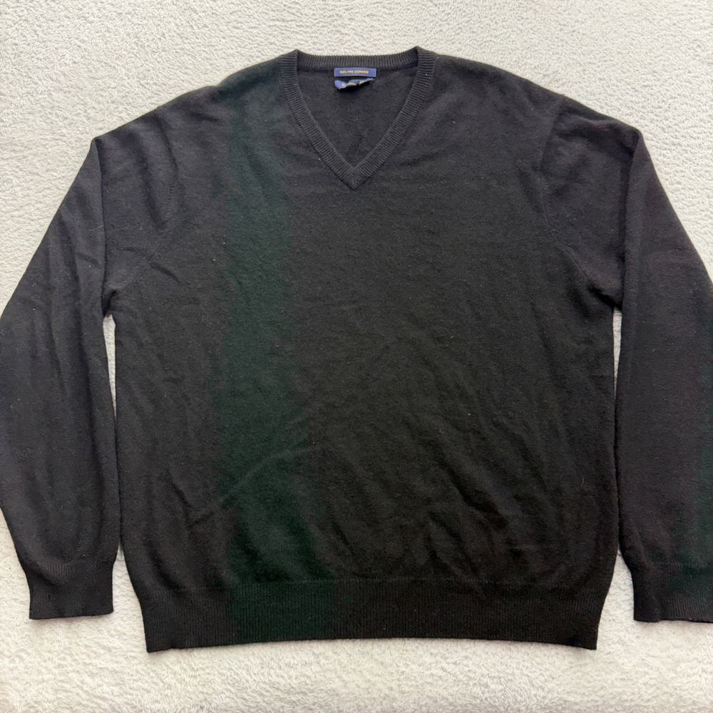 Club‎ Room Mens Black 100% Fine Cashmere V-Neck Pullover Sweater Size Large L